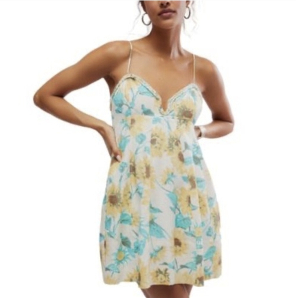 FREE PEOPLE Altura Floral Mini Dress Medium - Picture 2 of 13